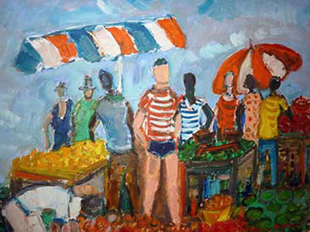 20-N157_Marché du Chaudron_La Réunion 1992_Huile 60x47